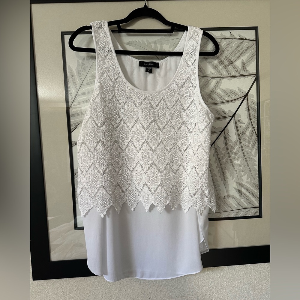 Karen Kane Lace & Chiffon Sleeveless Top